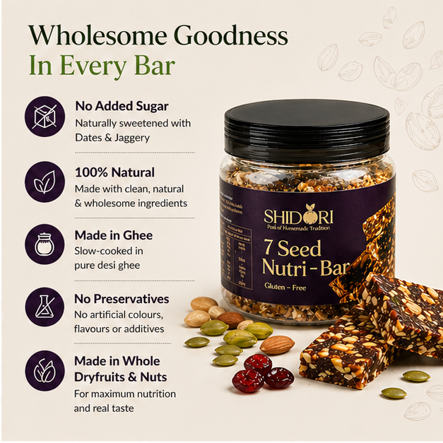 7 Seeds Nutri Bar –  Wholesome Energy Bar | No Added Sugar | Rich in Nuts & Seeds